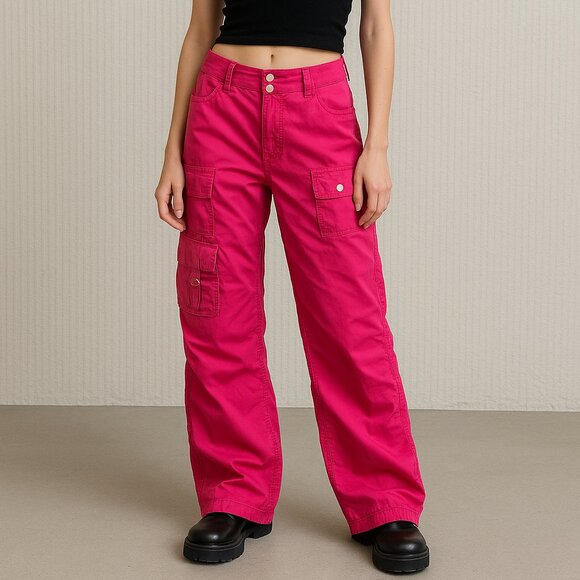 Limited Too Pants - Vintage Y2K Limited Too Hot Pink Cargo Pants Size 14 Fits Women’s Small